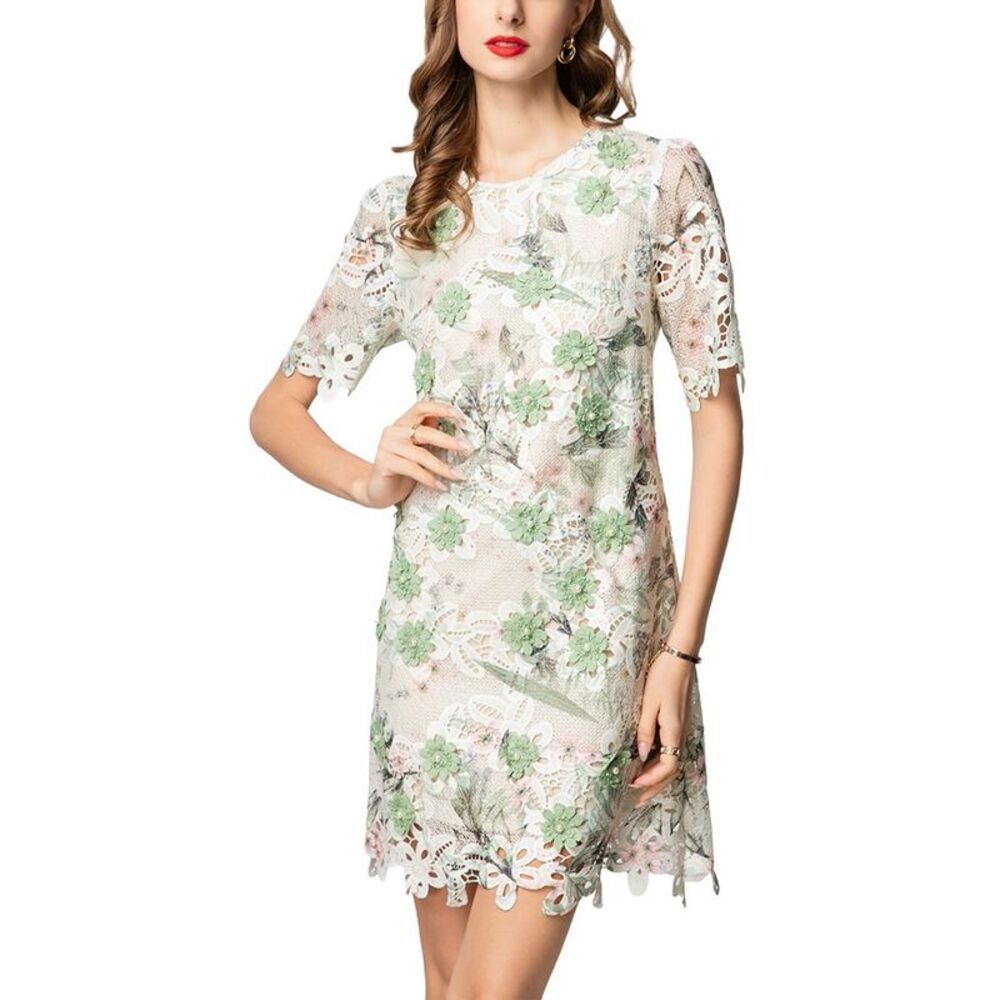 Burryco Womens  Embellished Short Sleeve Mini Dress